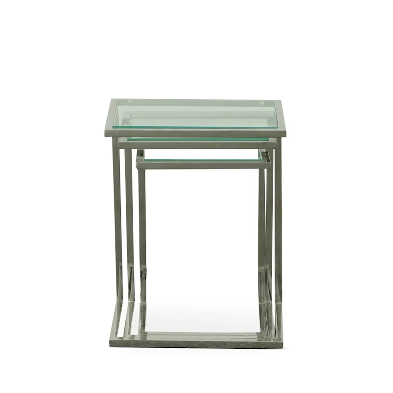 Carolina Living Addison Nesting Table Set - Glass Top - Chrome Base