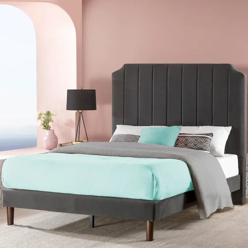 Priage by ZINUS slate black Upholstered Platform Bed Frame