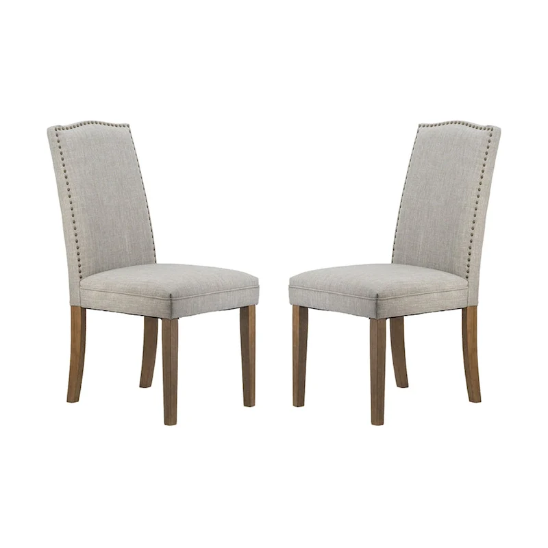 Arched Back With Nail Head Wooden Dining Chairs 39.5 Gray Brown 2Ct