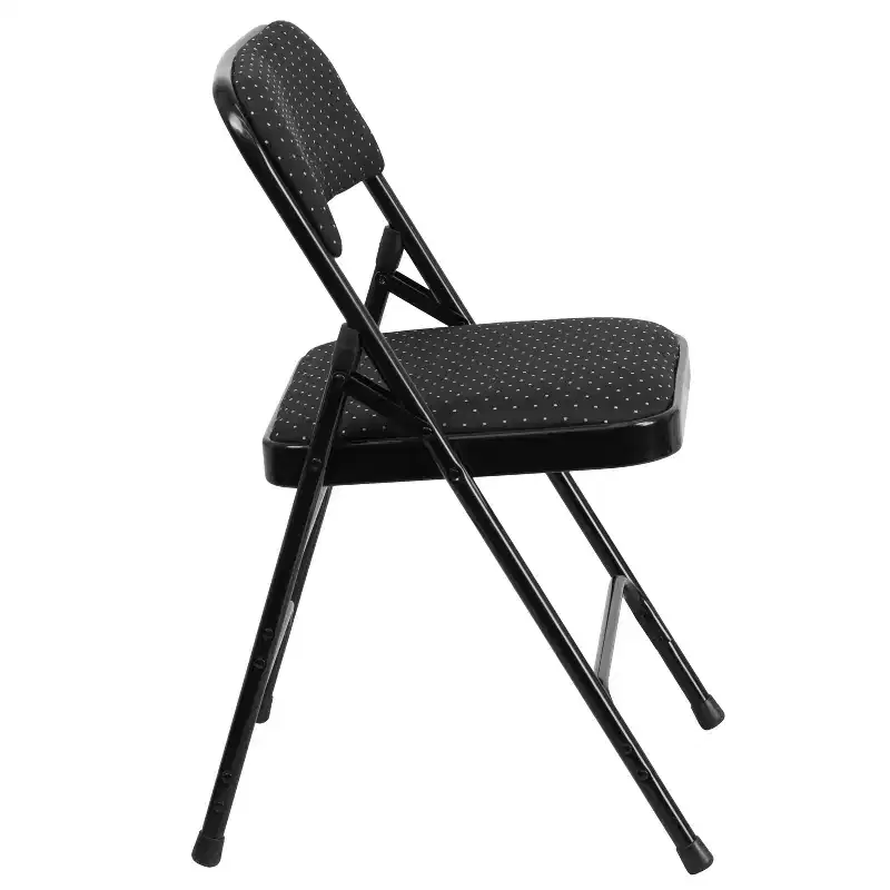 Emma and Oliver 4 Pack Curved Triple Braced & Double Hinged Fabric Upholstered Metal Folding Chair