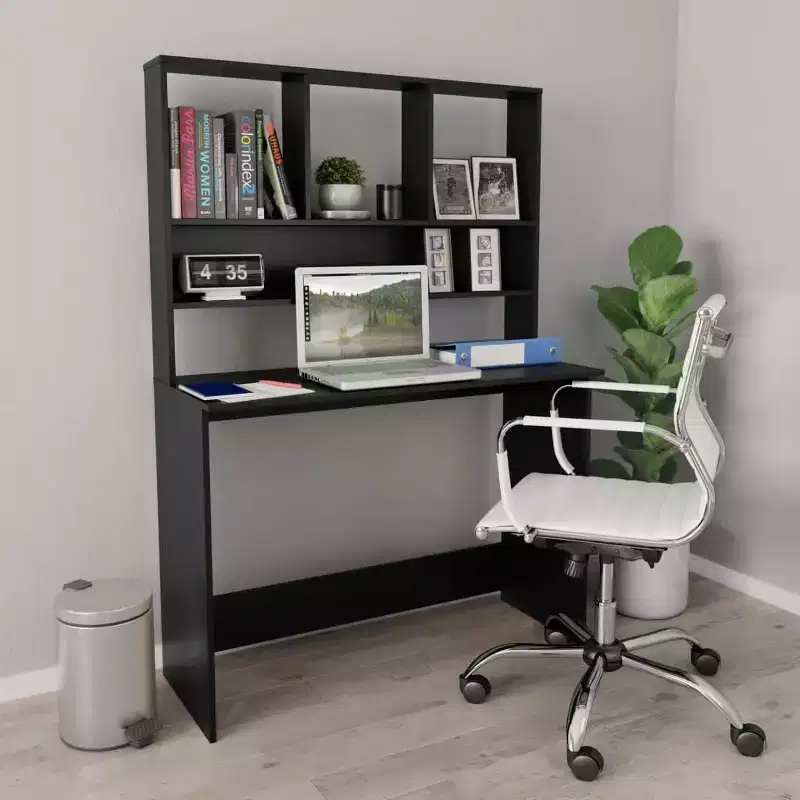 Clihome Modern Floating Desk, Floating Desk with 3 Shelves,Wall Mounted Computer Desk with Matte Finish for Small Spaces