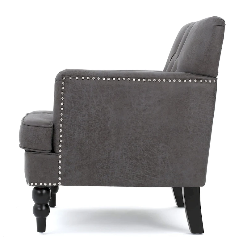 Slate 28 Button Tufted Club Chair with Nailheads