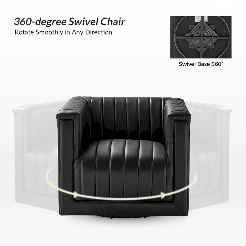 Esteban Modern Leather Upholstered Swivel Barrel Chair by HULALA HOME