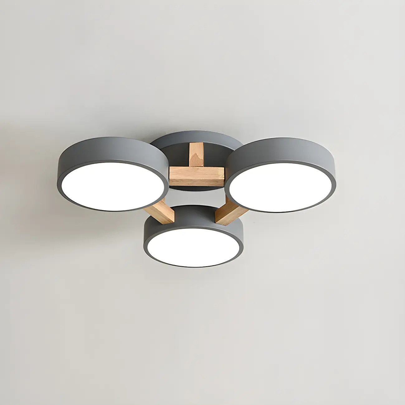 Green Drum Shade Semi Flush Ceiling Light 3-Gear Dimming