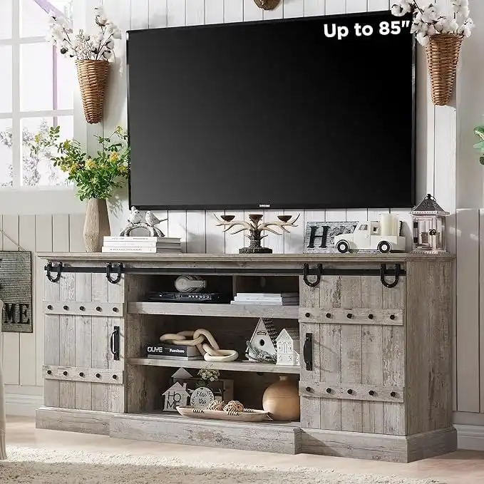 75 Farmhouse TV Stand, Media Console Table, Entertainment Center