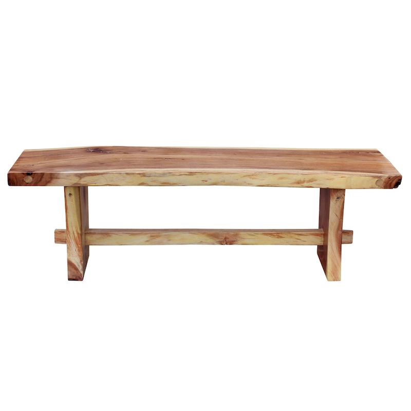 Chic Teak Suar Live Edge Slab Backless Bench approximately 69 long