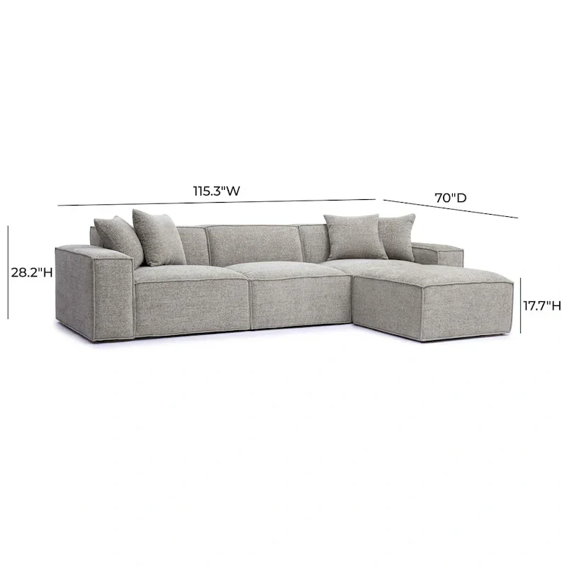 Mindy Chenille Basketweave Modular Sectional - 115.3W x 70D x 28.2H