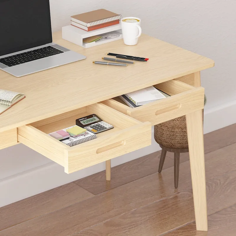 Wood Desk - 39.4W, Multi-Functional, Rounded Corners, Optional Drawers, Easy Assembly