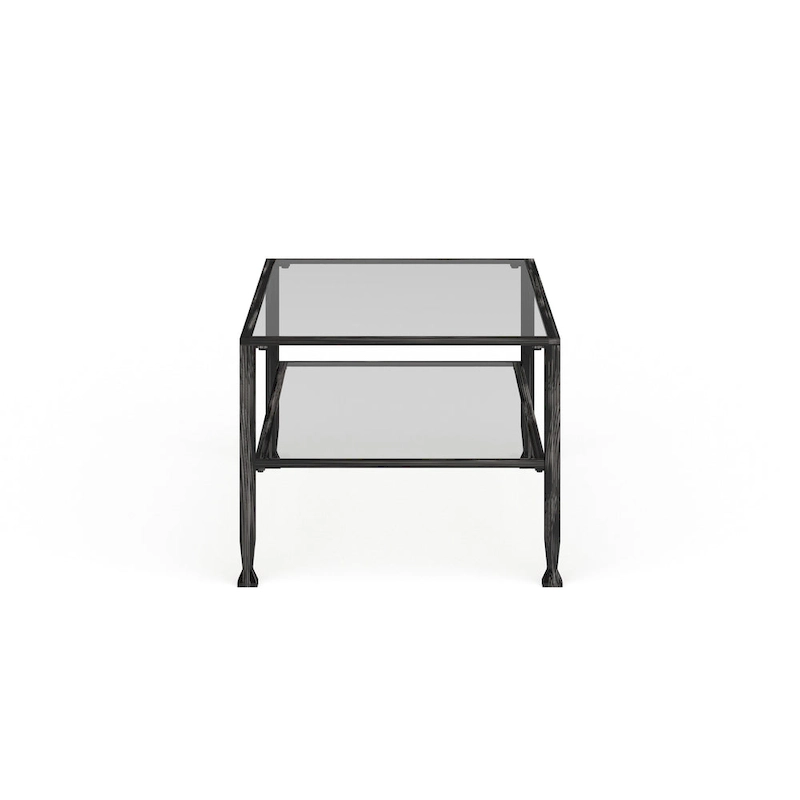 SEI Furniture Glenn Black Rectangle Metal Coffee Table with Glass Top and Bottom Shelf