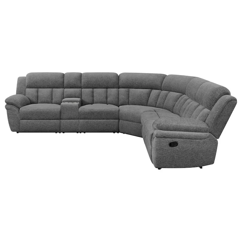Diko 6pc Modular Sectional Sofa, Dark Gray Chenille, Manual Reclining