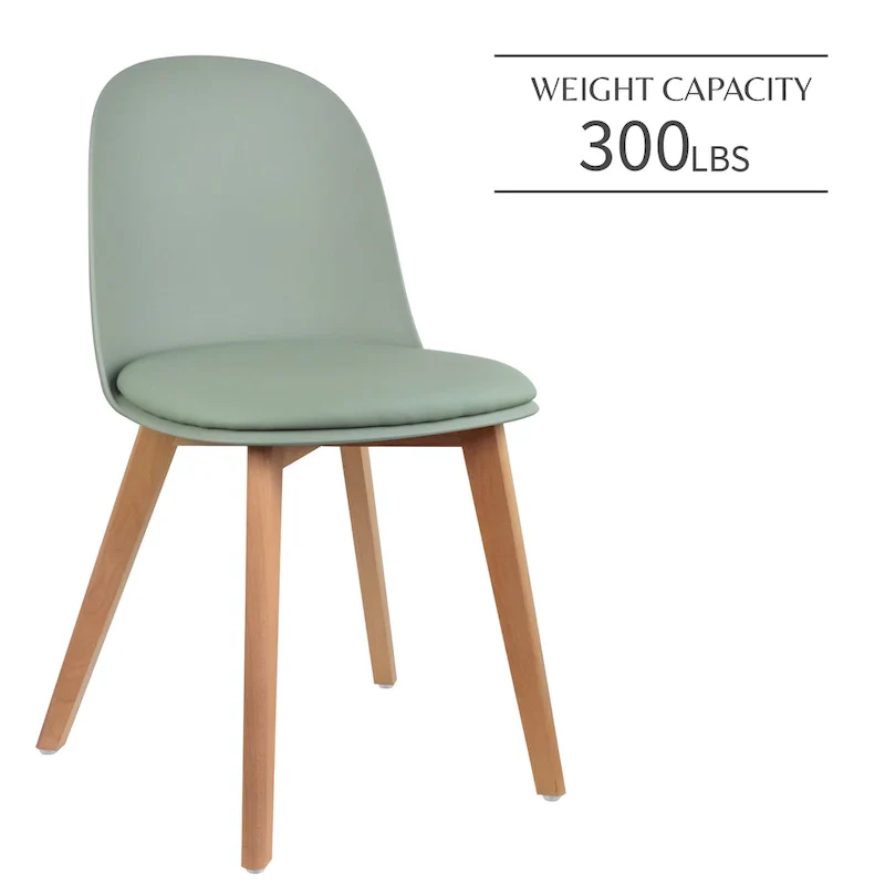 Set of 2 Dining Side Chair with Back Armless Plastic Seat Wooden Legs Kitchen Desk Task Computer