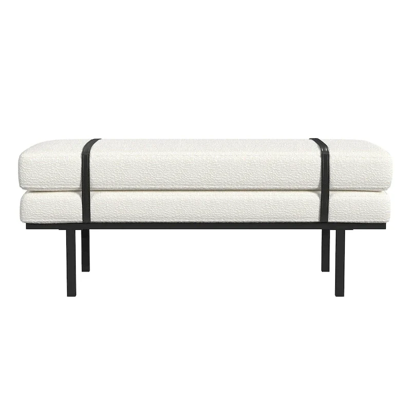 HomePop upholstered Bench with Metal Base - Cream Boucle