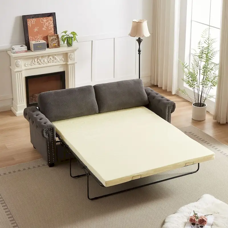 83.8 Convertible 2-in-1 Pullout Polyester Sleeper Sofa Bed