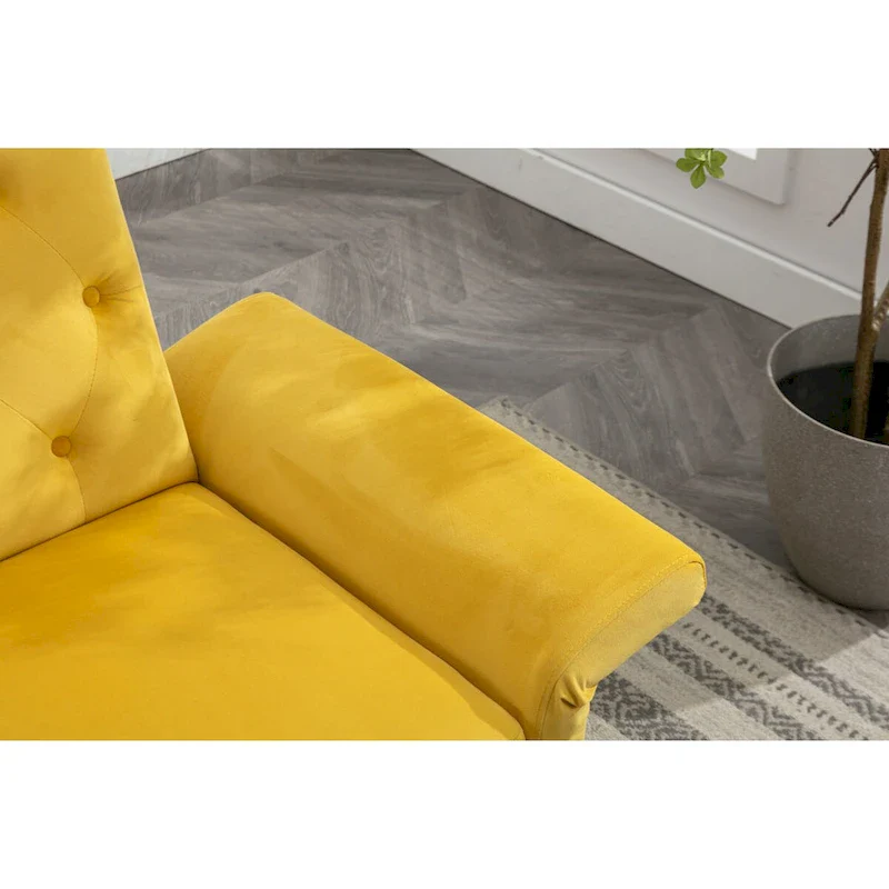 Velvet Accent Chair with Adjustable Armrests and Backrest, Button Tufted Lounge Chair, Single Recliner Armchair with Ottoman