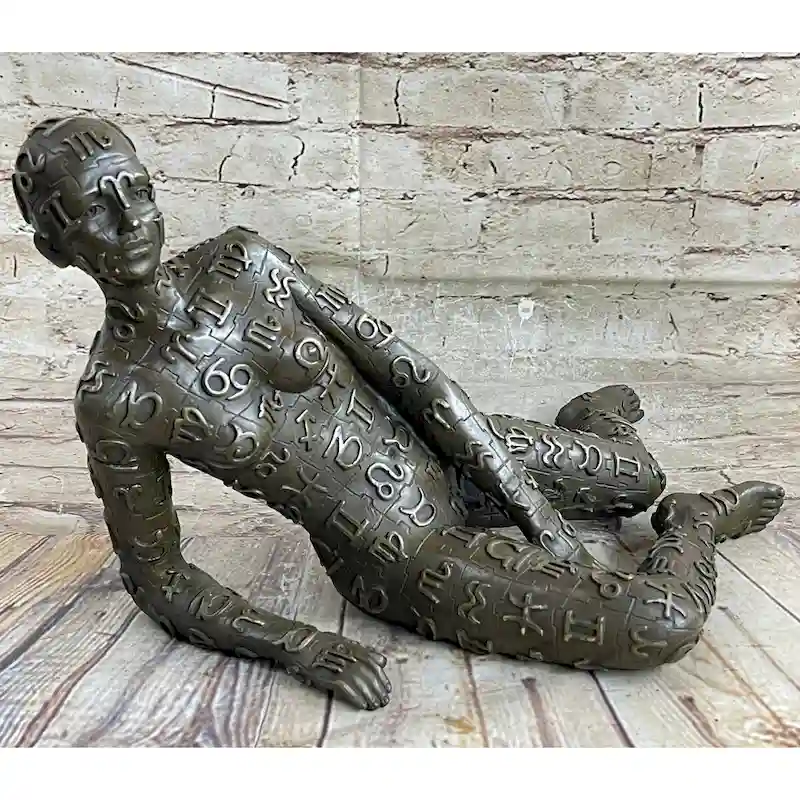 Signed Tribute To Dali Lady With Zodiac Outfit Bronze Sculpture Statue Figurine