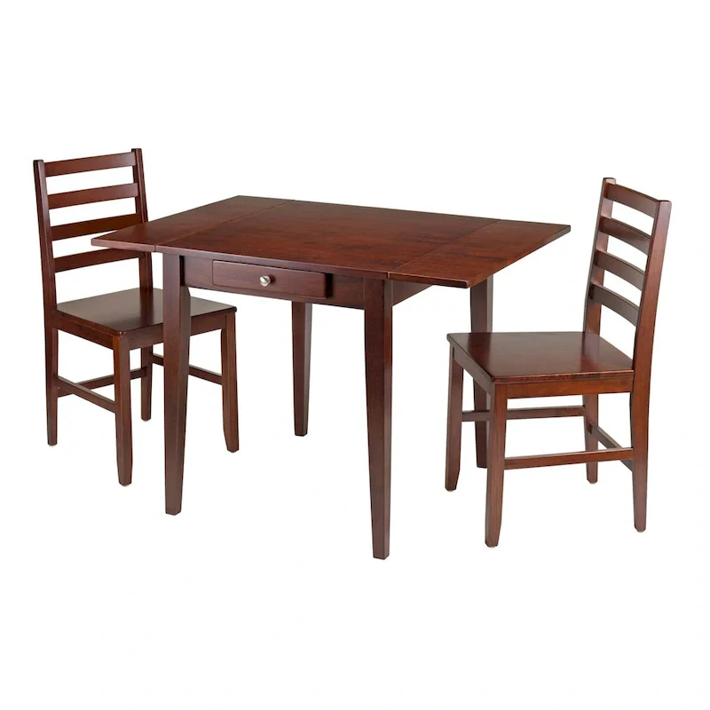 Drop Leaf Table with Ladder-back Chairs, Walnut