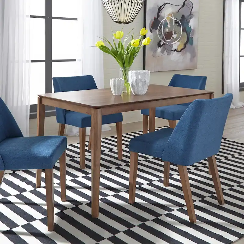 Space Savers Satin Walnut 5 Piece Pedestal Table Set