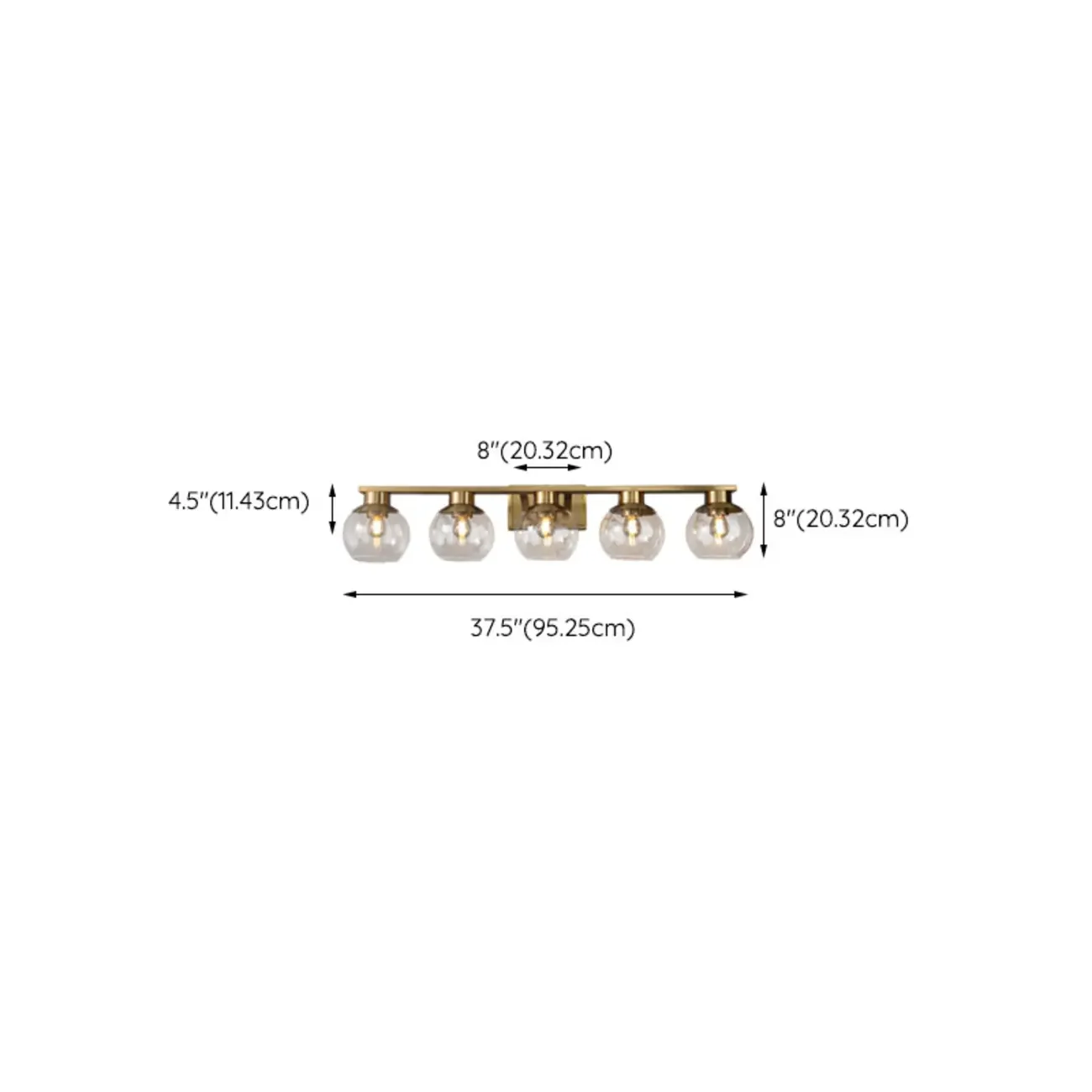 Classic Brass Vanity Lights with Transparent Ball Shade