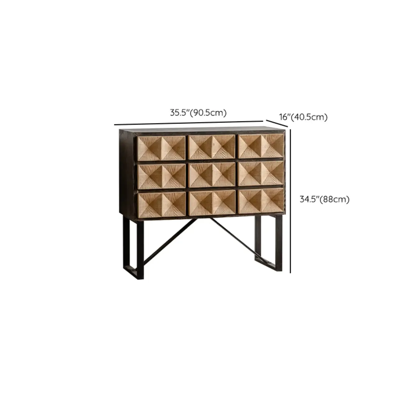 Rustic Wooden Console Table with Drawers and Trims