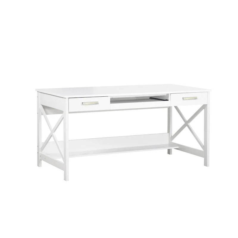59.5-Inch Modern Farmhouse Writing Desk with Two Drawers, Home Office Wood Desk