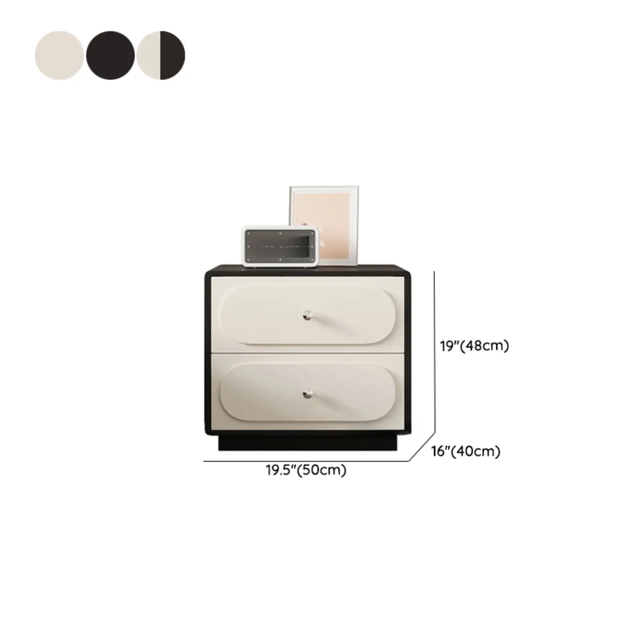 Modern Leather Top Wooden 2 Drawer Nightstand