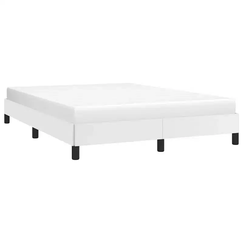 Bed Frame White Faux leather, Plywood, Engineered wood Full