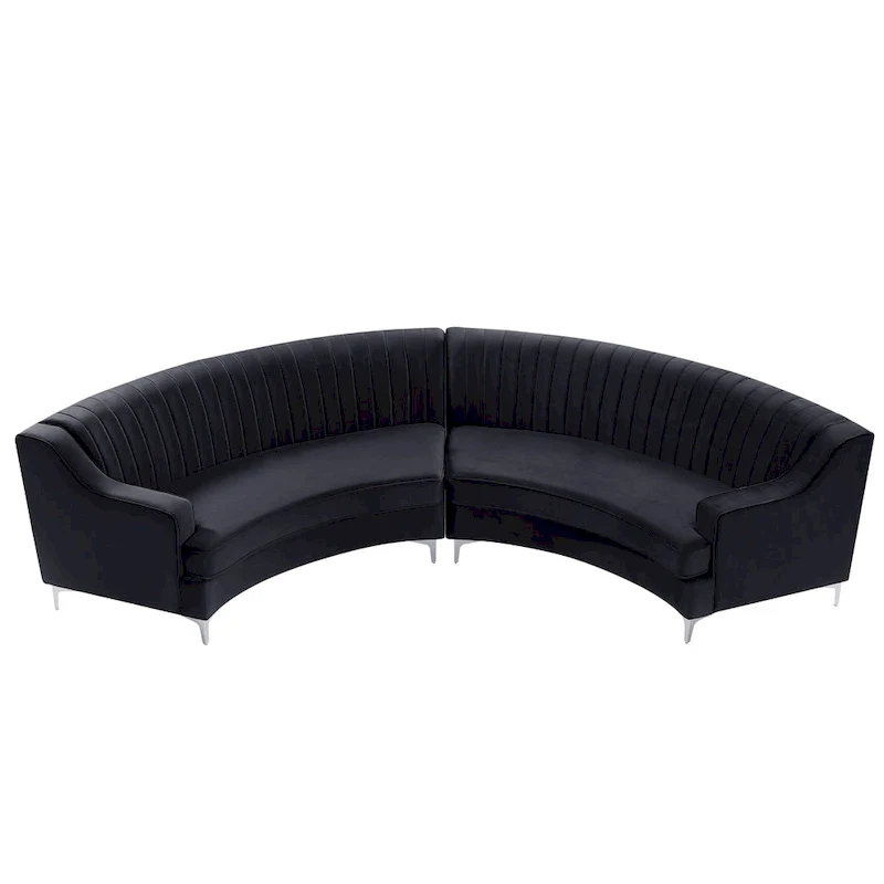 Tufted Velvet Sofa Curved Couch with Pillows