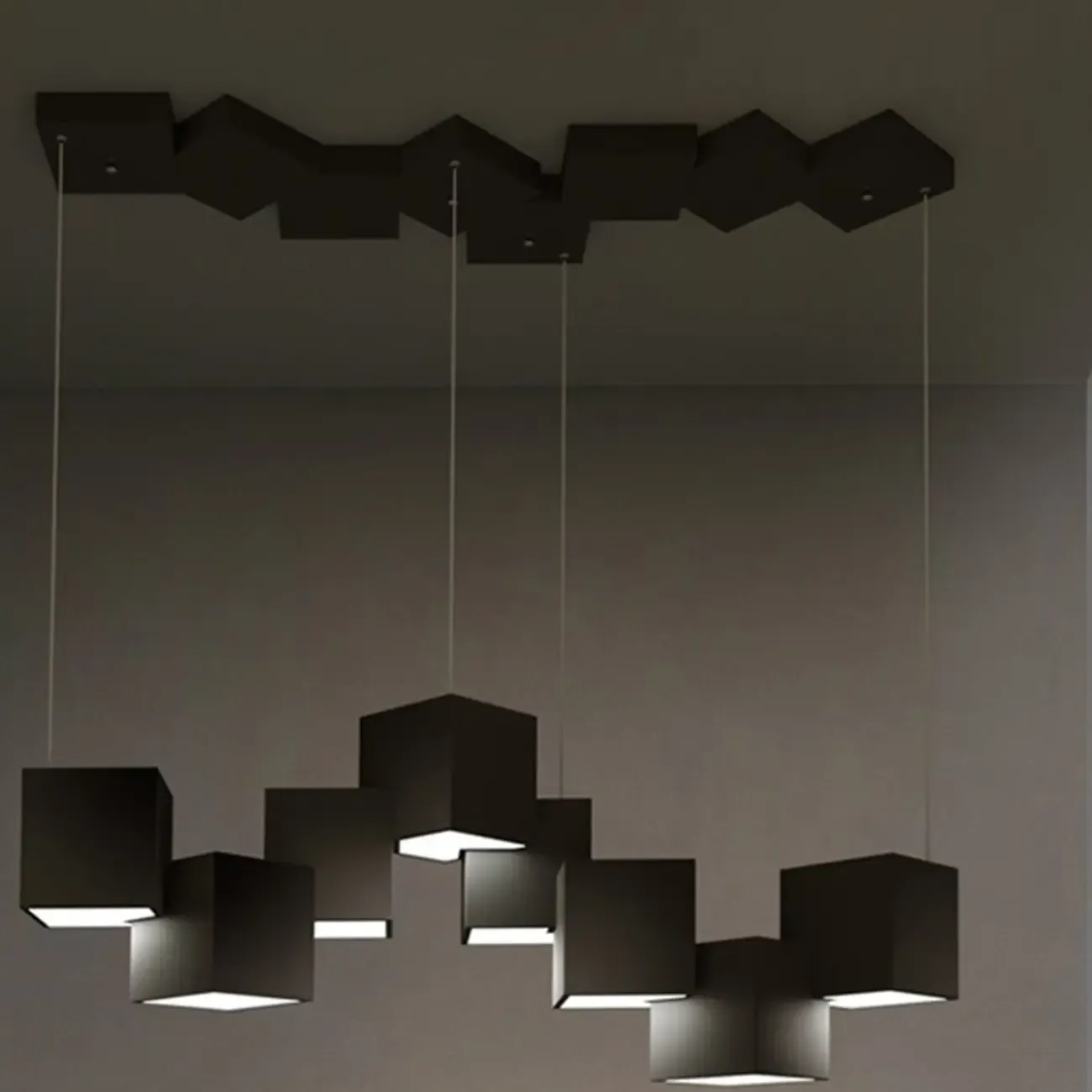 White Cube Modern Island Pendant Light, Adjustable