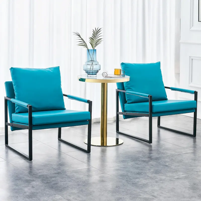 Ouyessir Set of 2 Modern Velvet Accent Chair Linen Sling ArmChair