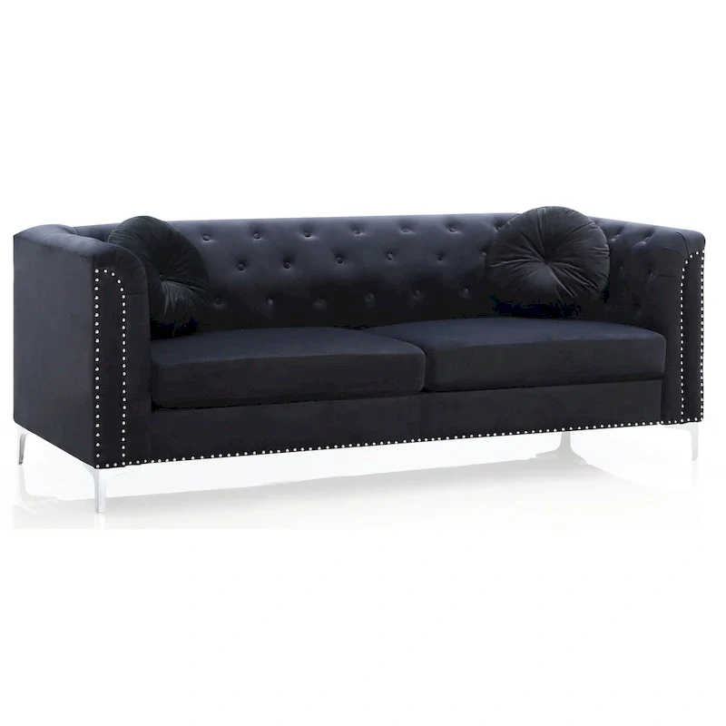 Pompano Velvet Button Tufted Sofa