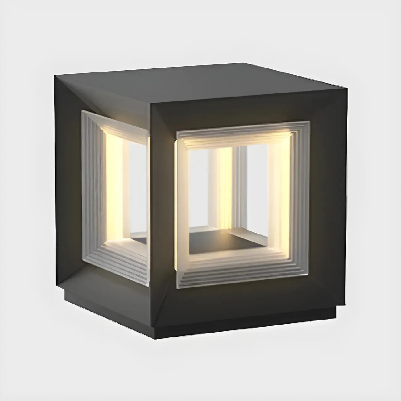 Modern Metal Black Geometric LED Post Cap Light