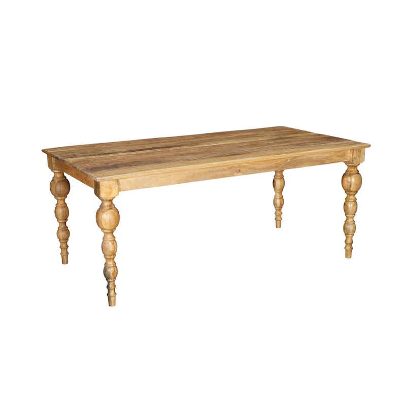 Natural Rectangular Solid Wood Dining Table, Seats 6