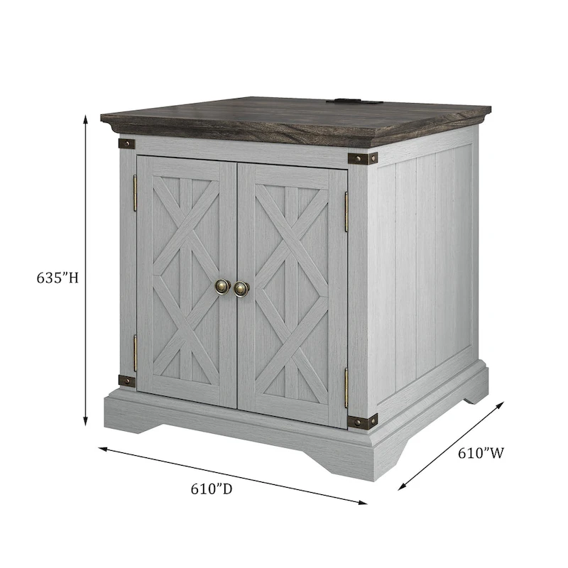 Farmhouse End Table with Charging Station - 25 in Height