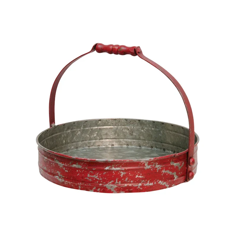 Red Distressed Metal Tray