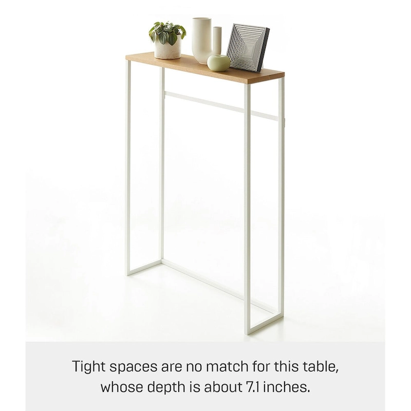 Yamazaki Home Narrow Entryway Console Table, Steel, Holds 11 lbs - L 7.28 x W 23.62 x H 31.69 inches
