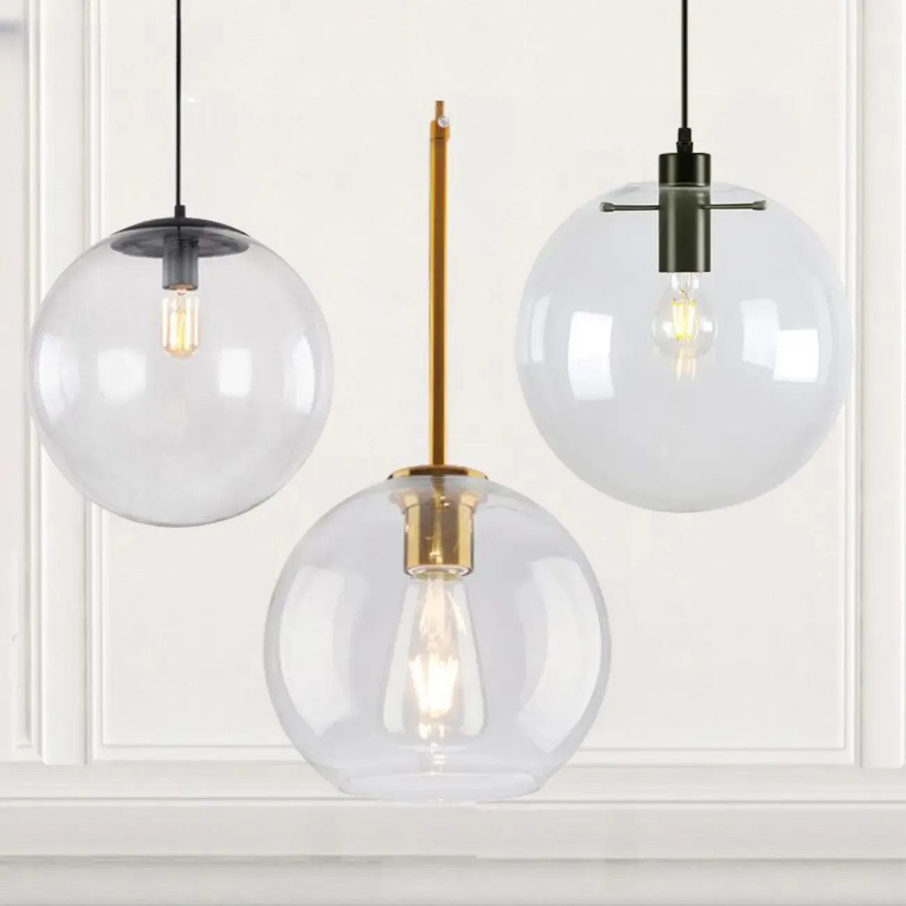 Contemporary Clear Glass Bubble Shape LED Pendant Light