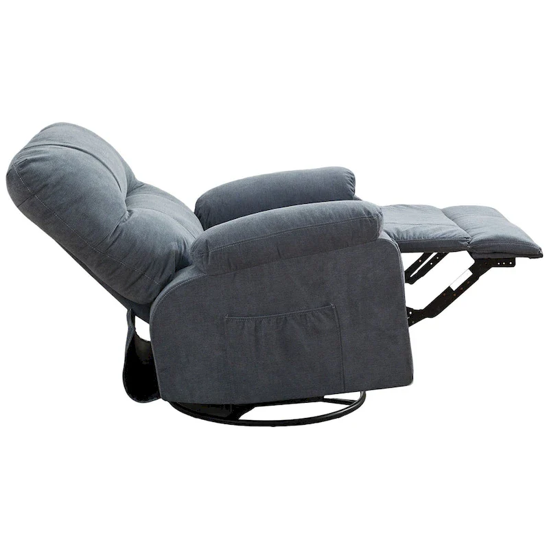 360 Linen Swivel Rocker Recliner with Side Pockets