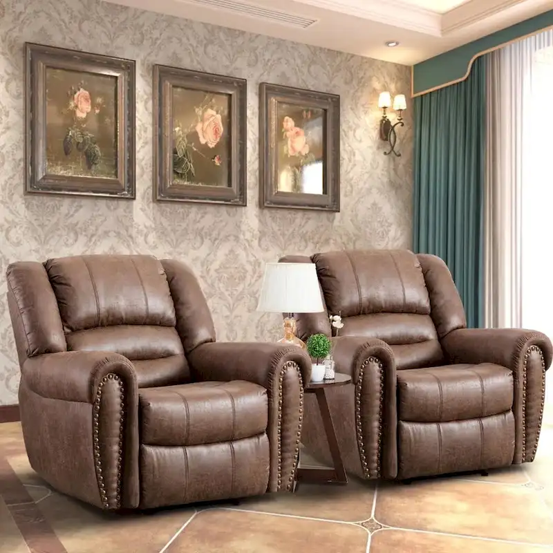 Overstuffed Manual Standard Recliner Chair Sofa