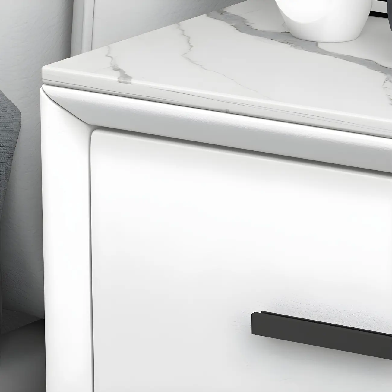 Modern White Metal Bedside Table with 2 Drawers