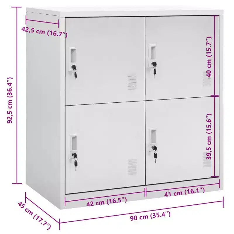 Locker Cabinet Light Grey and Red Steel Medium