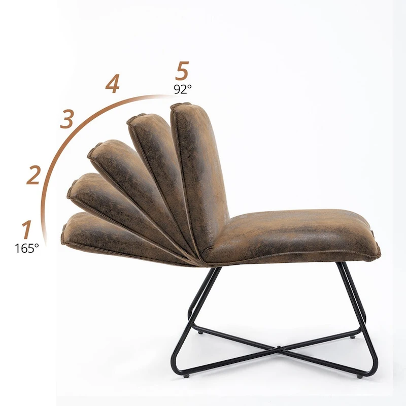 LUE BONA Mid Century Faux Leather Accent Chair With Adjustable Backrest - 31.5 H X 22.2 W X 23.6 D