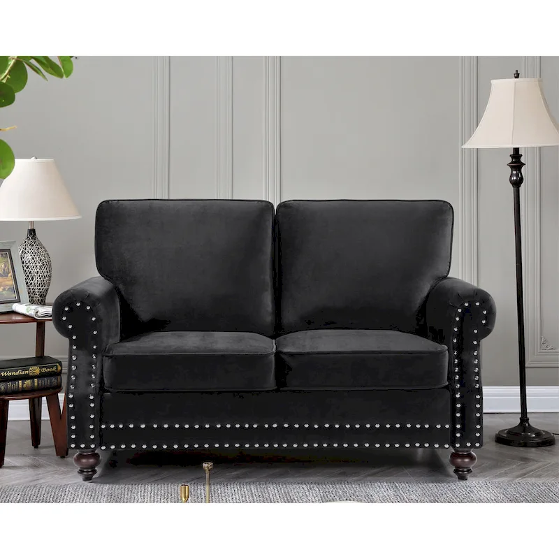 Ramos Nailhead Velvet 3-Piece Set-Loveseat Sofa and Chair