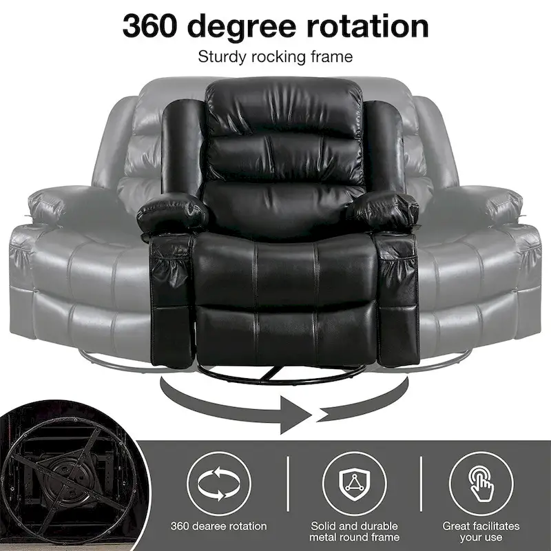 Modern Manual Swivel Rocker Recliner Chair, Massage Heated Chair