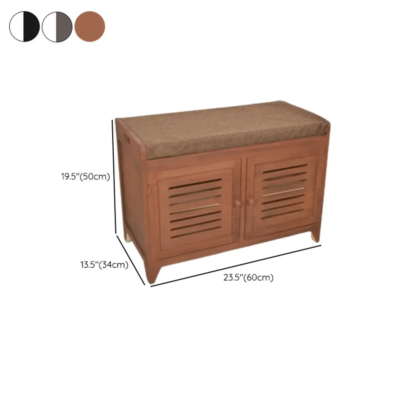 Entryway Wooden Cushioned Shoe Bench with Cabinet