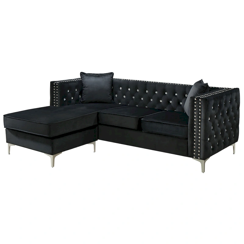Paige Velvet Tufted Sofa with Chaise