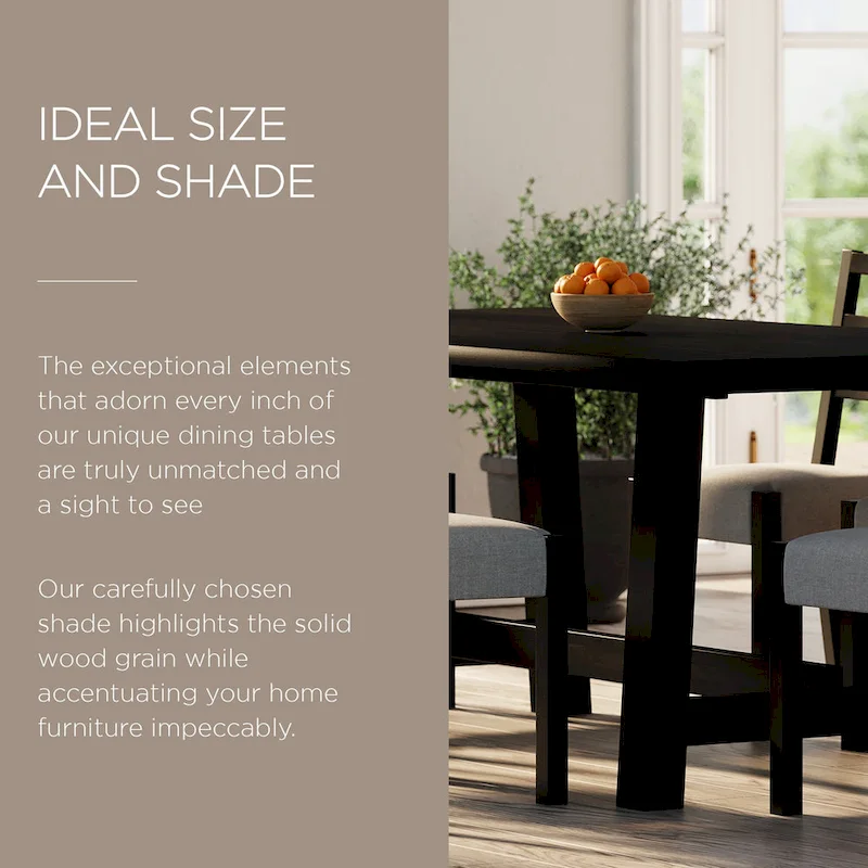 Rectangular Wooden Dining Table (Weathered Black Finish)