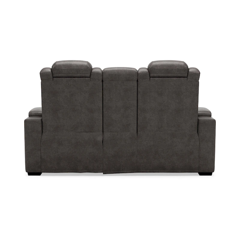 Signature Design by Ashley HyllMont Gray Power Reclining Loveseat with Console - 71.75  W x 39  D x 44  H