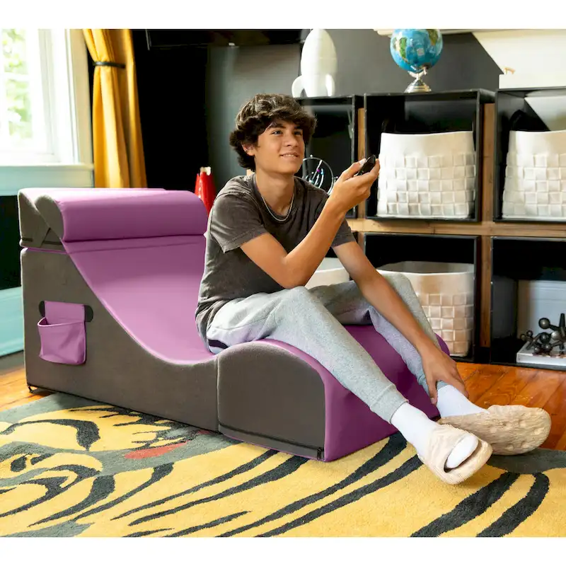 Jaxx Flexx V-Tex Convertible 3 in 1 Gamer Chair, Table, & Ottoman w/ Adjustable Headrest - Vinyl