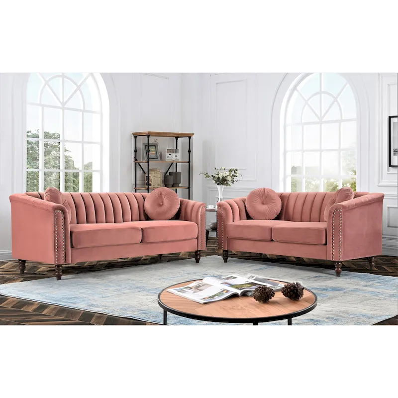 Hills Tufted Back Nailhead 2PCS Living Room set