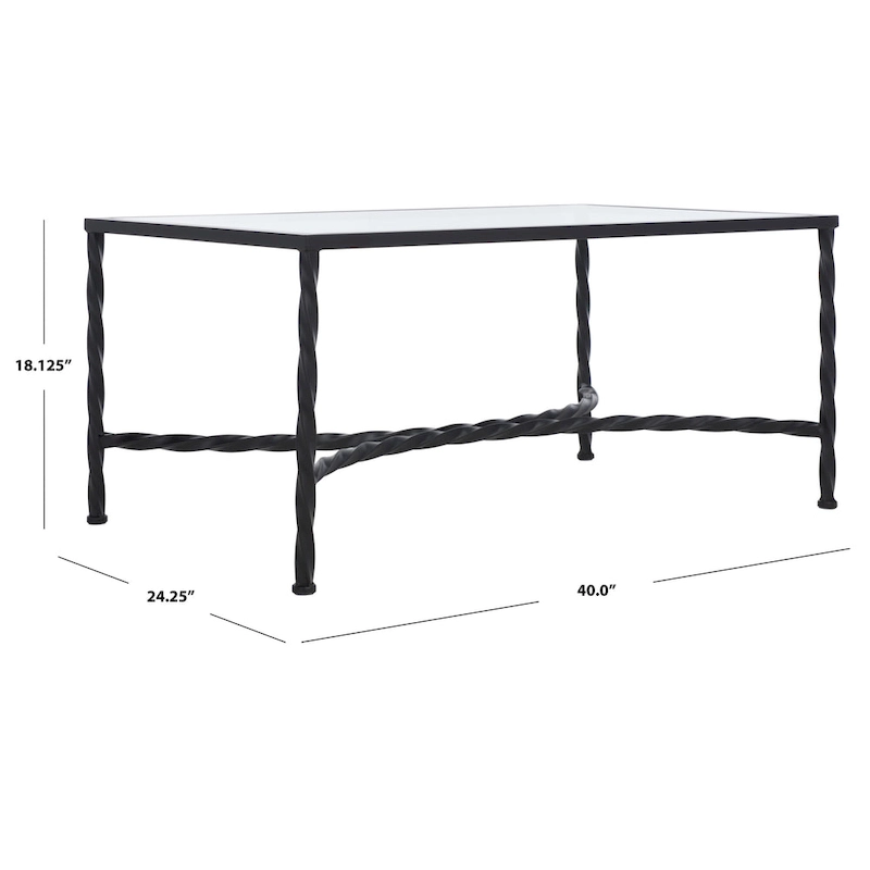 SAFAVIEH Couture Sedighe Glass Coffee Table - 40 W x 24 D x 18 H - 40W x 24D x 18H